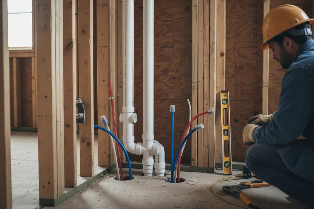 Drain and supply rough-in during Drain Cleaning in Osteen